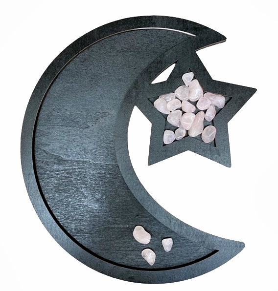 Moon & Star Tray - Charging Plate - Black - 13.5 x 13 inch - Made in China - NEW1022