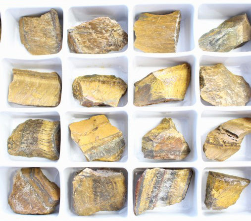 Tiger Eye Rough Flat Box - Approx. .8 kg & 24 pieces per box 19 x 15.5 cm - BRAZIL - NEW122