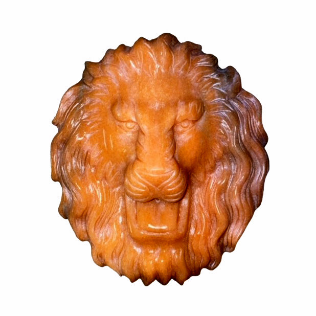 Lions Head - Orange Calcite - x - Hand Carved - China - NEW922