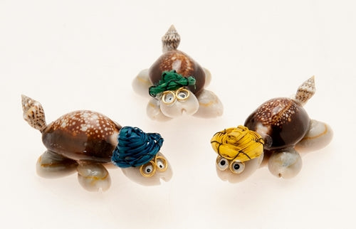 Mini COWRIE SHELL TURTLES with assorted  Colored Hats - Philippines