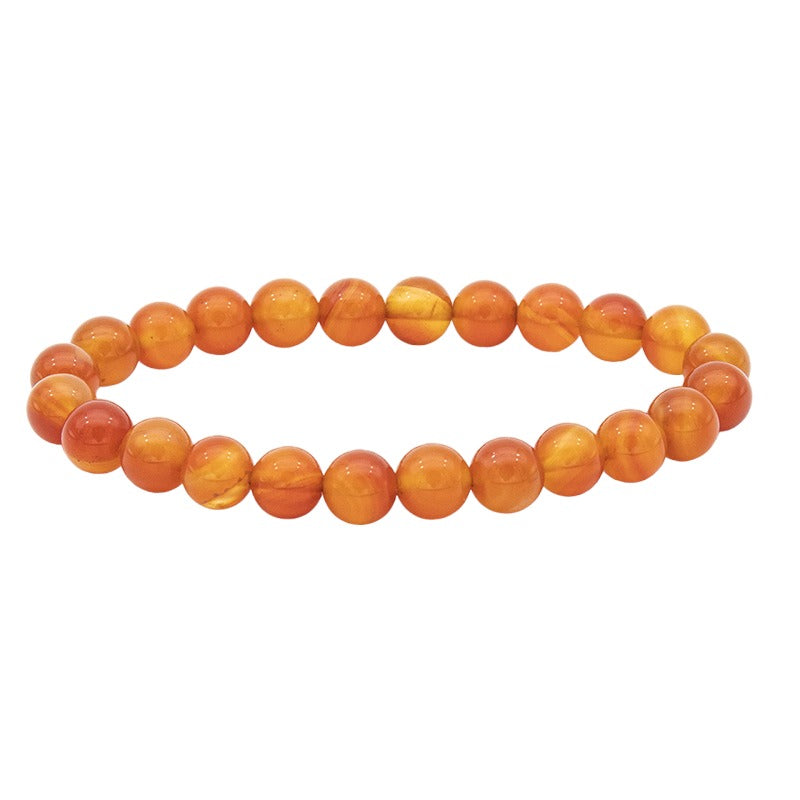 Red Agate Gemstone Bracelet - 8mm Round Beads - 7.5 inches - NEW523