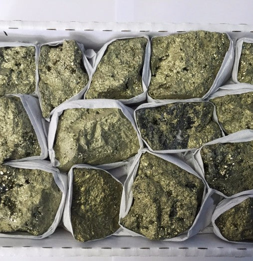 Pyrite Rough Flat Box - Approx. .8 kg & 10-15 pieces per box 18 x 12 cm - BRAZIL - NEW122
