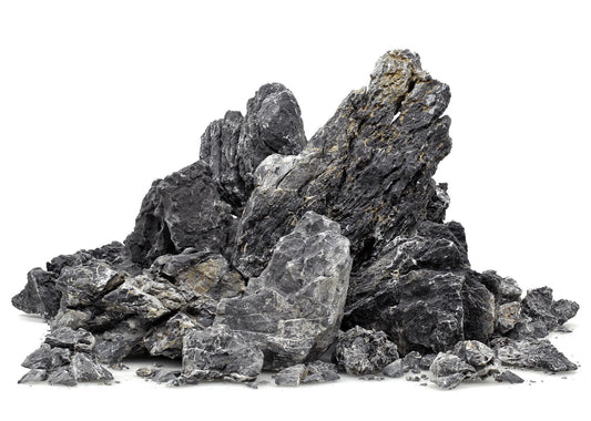 Black Seiryu Stone Aquarium Rock 5–30cm | Dark Aquascaping Stone (Per lb)