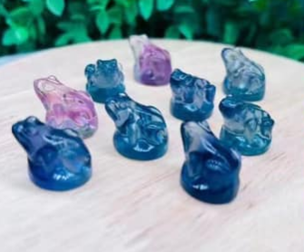 Frog - Fluorite - 1 cm - Micro Collection Hand Carved in China - NEW922
