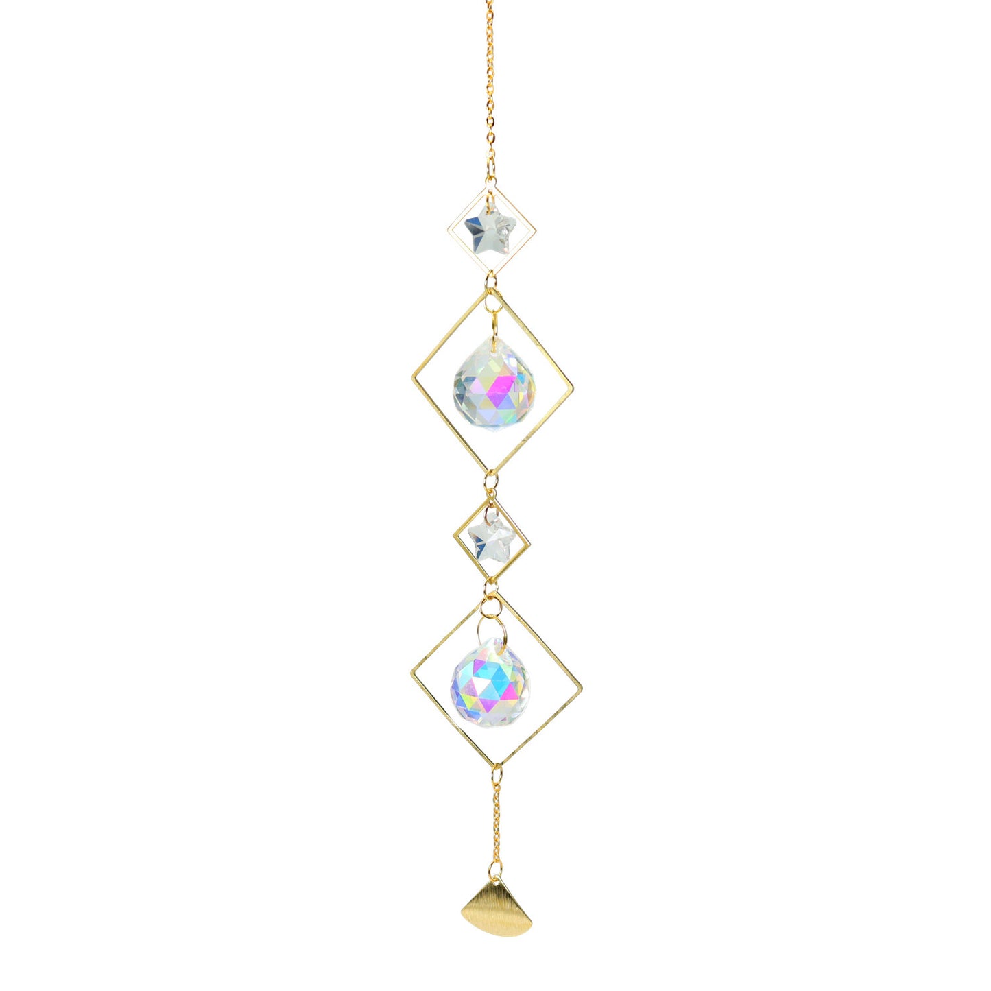 K9 Aura Crystal Hanger 2 Moons 2 Stars Brass Color  - 16 inch - China - NEW922
