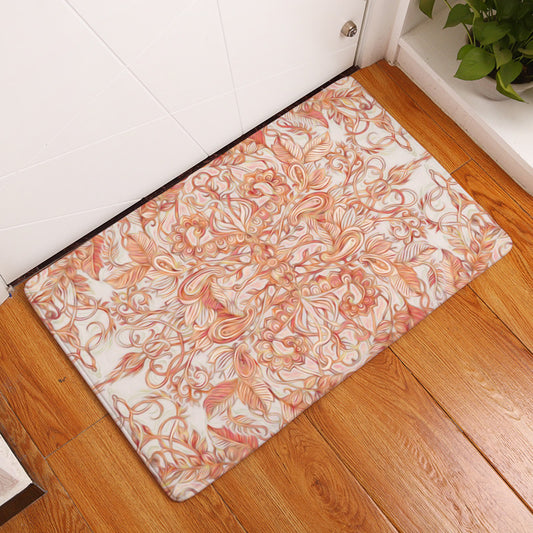 $100 - Mandala - Peach on Cream - Polyester Floor Mat - Rectangle - Size 40x60cm - NEW521