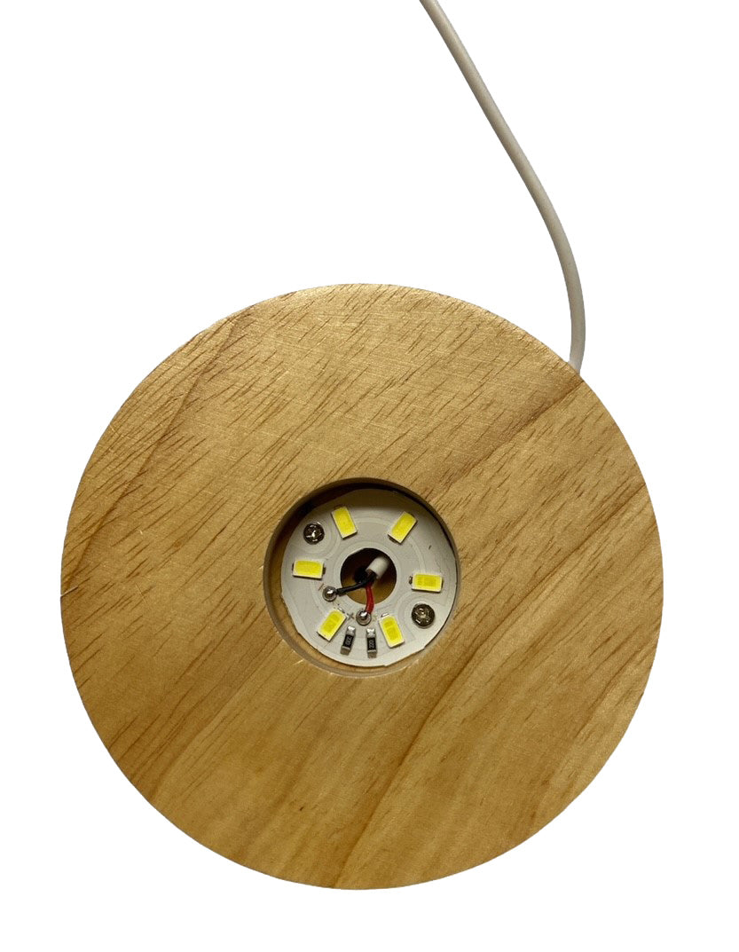 LED Lamp Base 4.75 inch 12cm - Natural Wood Look - USB Plug - China - NEW423