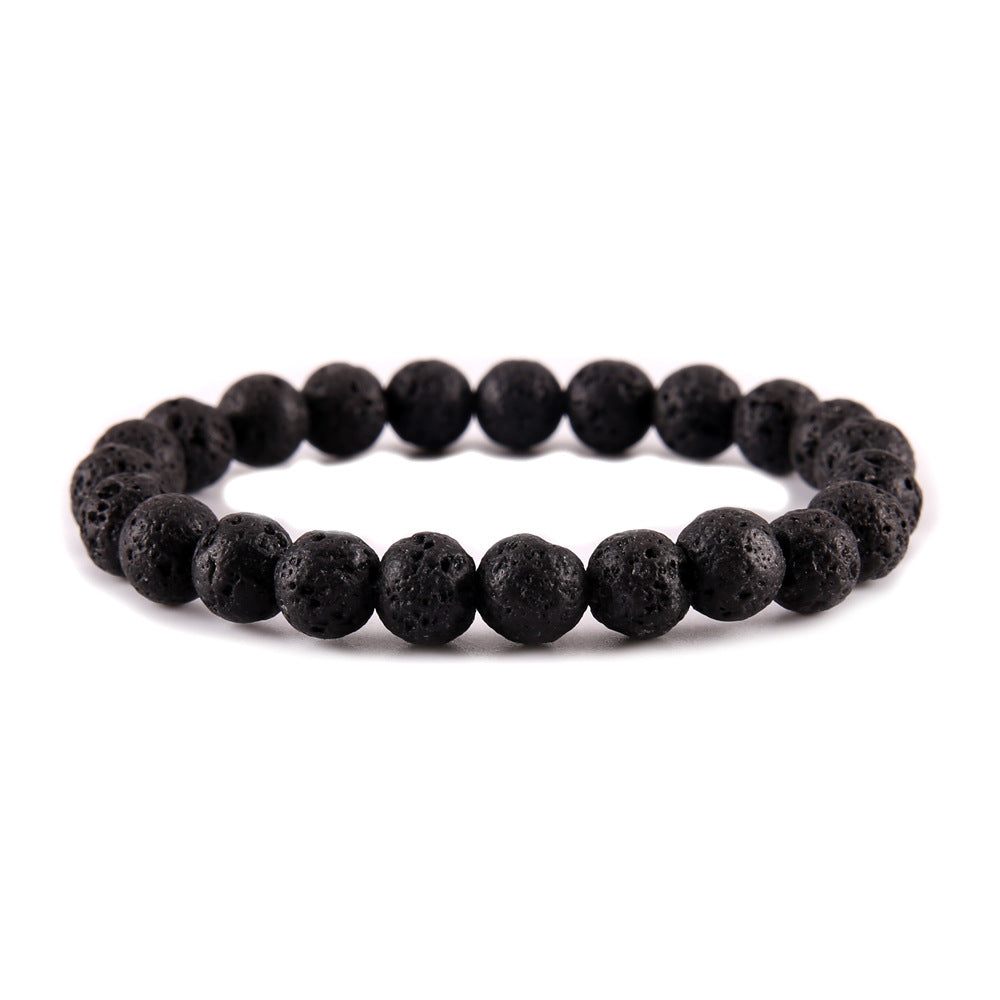 Black Lava Bracelet - 8mm Beads - Approx 7.5 Inch