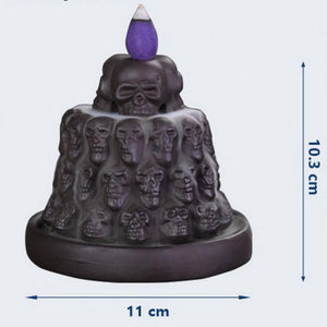Skull Mountain Porcelain Backflow Incense Burner - Brown - 11x11x10cm - China - NEW1122