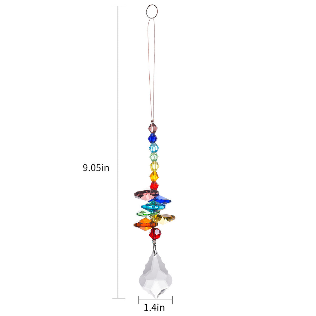 K9 Crystal Hanger Double Rainbow Leaf Shape  50x30mm Clear Glass Twinkle Hanger - 9 inch Long - China - NEW323
