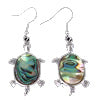 Turtle Abalone Shell Earrings - brass earring hooks - Grade A - Length: 1.9 Inch