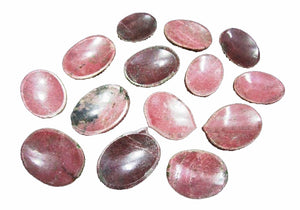 Rhodonite Worry Stones - 30-40mm Long 25 grams - India - NEW1021