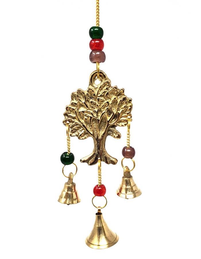Tree of Life Design Brass WIND CHIME - 9 inch - India - NEW922