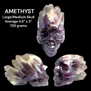 SKULL - Amethyst Crystals - MEDIUM 4 to 4.5 inch - China - as Priced - NEW523