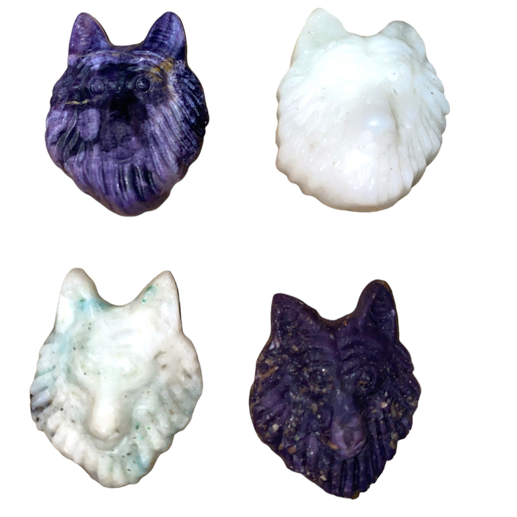 WOLF HEADS - Mixed Stones - 35-40mm - Price Each - China - NEW323