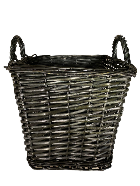 9.85 x 9.85 inches deep WILLOW SQUARE BOX TRAY with Ear Handles - BLACK - NEW1123