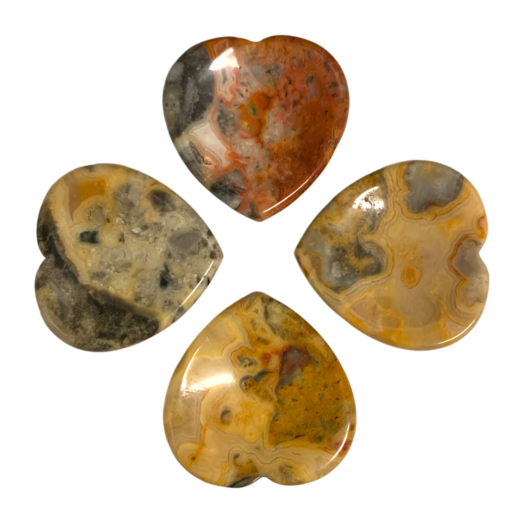 Crazy Lace Agate Heart Worry Stones - 40mm - China - NEW722