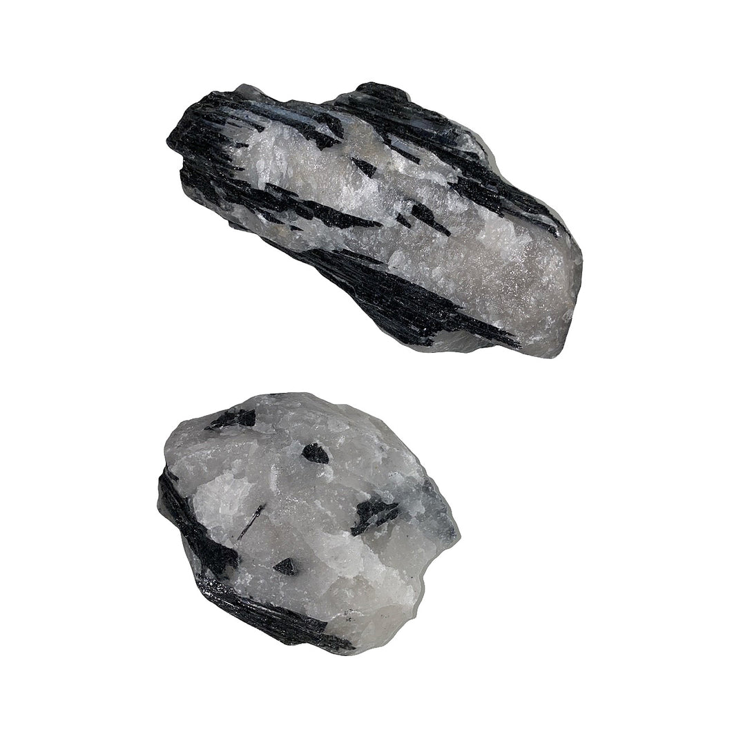Natural Rough Black Tourmaline with Quartz Raw Stone - 3 - 8cm Assorted Sizes - Sold by the gram - China - NEW621