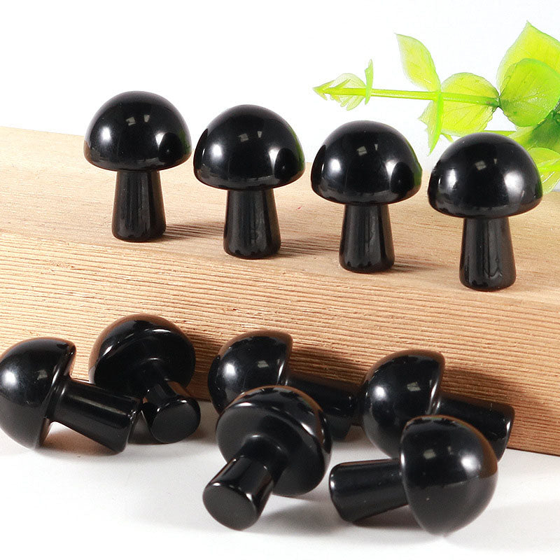 Black Agate - Mini Mushrooms - 16 x 22 mm - Price Each - China - NEW1122