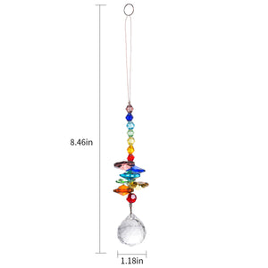 K9 Crystal Hanger Double Rainbow Chakra Clear Glass 30mm K9 Moon - 8.5 inch Long - China - NEW323