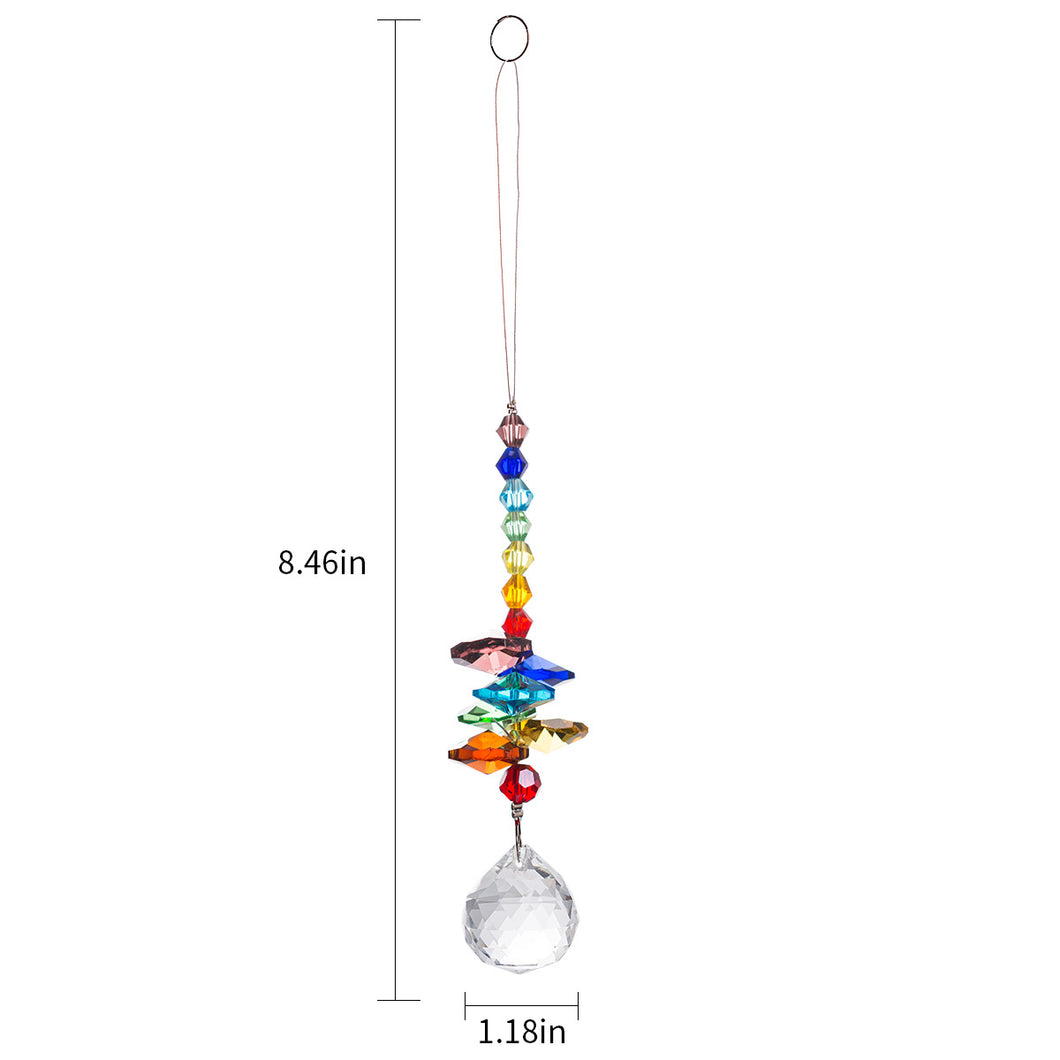 K9 Crystal Hanger Double Rainbow Chakra Clear Glass 30mm K9 Moon - 8.5 inch Long - China - NEW323