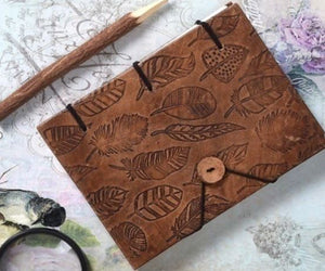 Hand Made Leather Cover Paper Diaries - Leaf - 5 x 7 inch - NEW1121