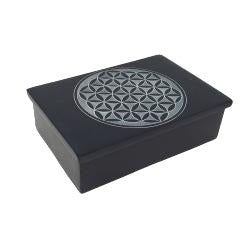 Flower of Life Carved Soap Stone Box - 4 x 6 inch - NEW423