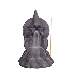 Skull Master Porcelain Backflow Incense Burner - Brown - 10x9x14cm - China - NEW1122