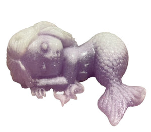 Baby Mermaid Laying - Purple Luminous Resin - 2.75 inches - China - NEW1022