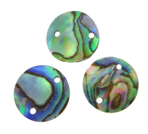 Abalone Shell Cabochon Flat Round Natural 12mm with Two 2mm Holes