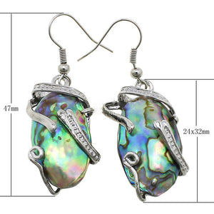 Abalone Shell Earrings  Brass platinum color plated - NEW222