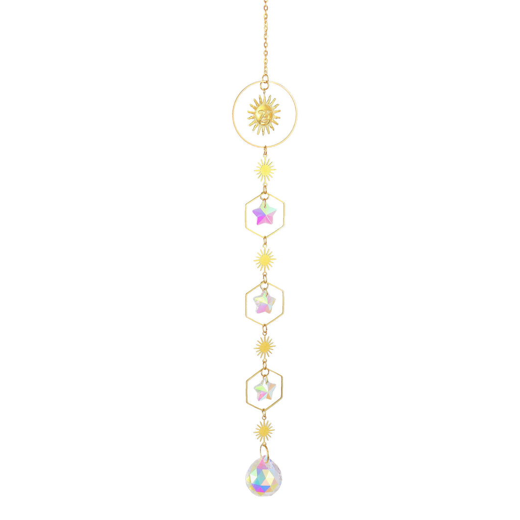 K9 Aura Crystal Hanger Color Sun Moon & 3 Stars - 15 inch - China - NEW423