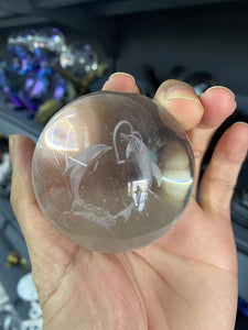 Clear Glass Sphere - Dolphins Engraved- 6cm - China - NEW223