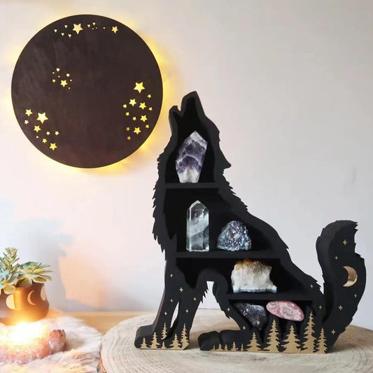 Wolf Shelf Right Profile - Black Wood - 10 x 12 inch - Made in China - NEW1022