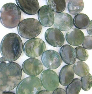 Moss Agate Worry Stones - 30-40mm Long 15 GRAMS - India - NEW1021