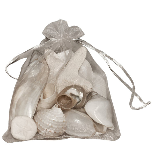 LG ORGANZA BAG OF WHITE SHELLS