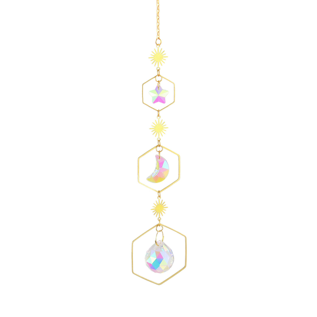 K9 Aura Crystal Hanger Sun Moon Star Brass Color Twinkle Hanger - 15 inch - China - NEW423
