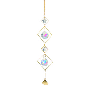 K9 Aura Crystal Hanger 2 Moons 2 Stars Brass Color  - 16 inch - China - NEW922