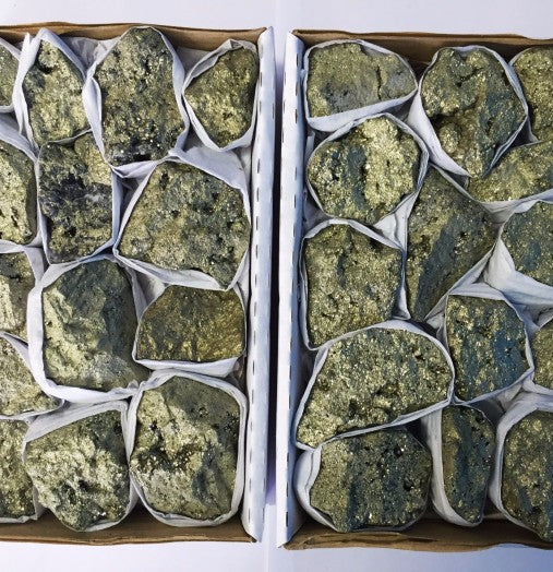 Pyrite Rough Flat Box - Approx. .8 kg & 10-15 pieces per box 18 x 12 cm - BRAZIL - NEW122